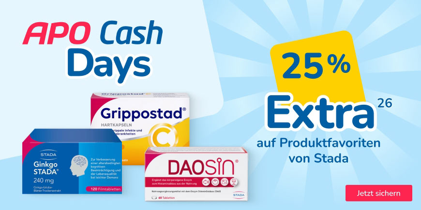 Nur für kurze Zeit! Ausgewählte Stada-Produkte mit 25 % extra Apo Cash