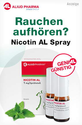 Nicotin AL Spray zur Linderung der Symptome bei einem Nikotin-Entzug.