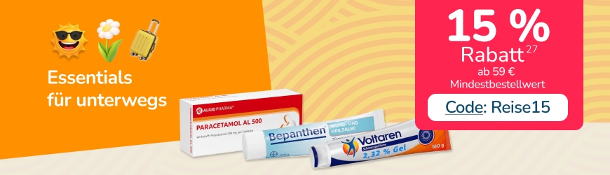 Essentials für unterwegs - 15 % Rabatt Code Reise15