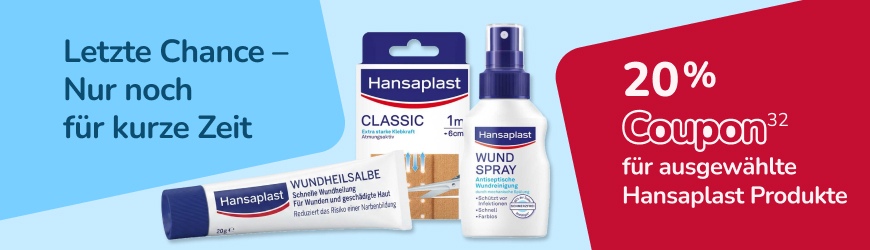 Letzte Chance - 20 % Coupon für ausgewählte Hansaplast-Produkte