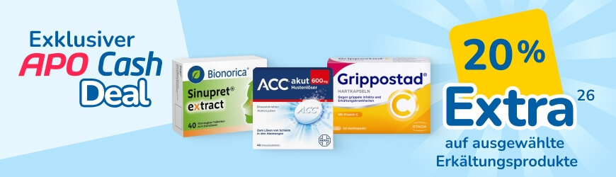 20 Prozent extra Cash auf ausgewaehlte Erkaeltungsprodukte