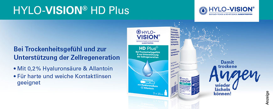 Hylo Vision HD Plus Augentropfen bei Trockenheitsgefühl und zur Unterstützung der Zellregeneration