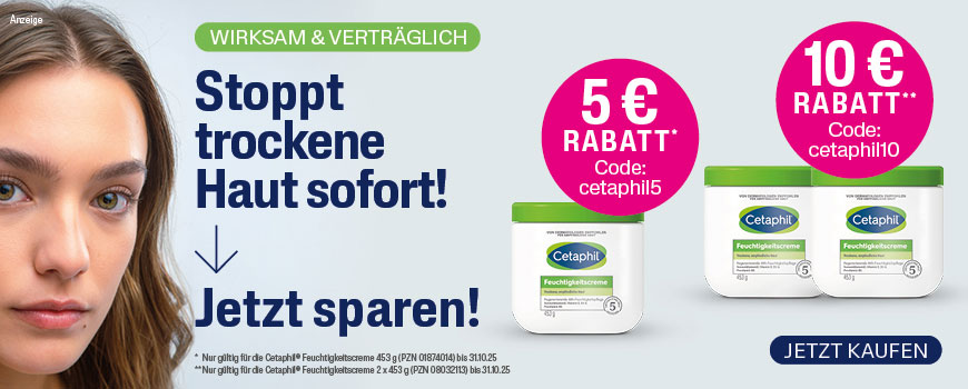 Cetaphil Aktion – 5 € sparen oder 10 sparen beim Doppelpack, mit den Codes: Cetaphil5 und Cetaphil10