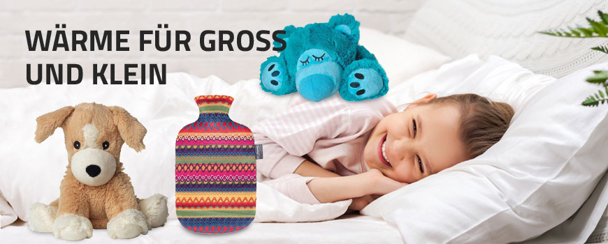 Wärmflaschen, Wärmekuscheltiere, Nackenwärmer und viele andere Produkte, können Sie an kühlen Tagen aufwärmen oder bei Verspannungen für Linerung sorgen