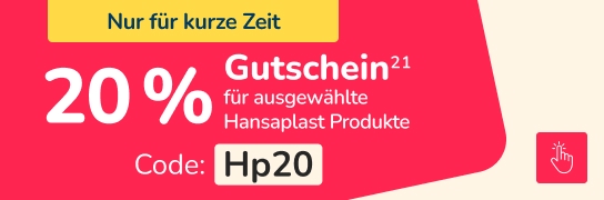 20 % Gutschein für ausgewählte Hansaplast Produkte mit Code Hp20 – Weitere Bedingungen unter Fußnote 21