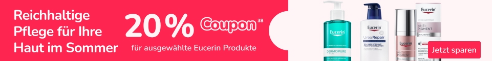 20 % Extra-Rabatt auf ausgewählte Eucerin-Produkte. Weitere Bedingungen unter Fußnote 38