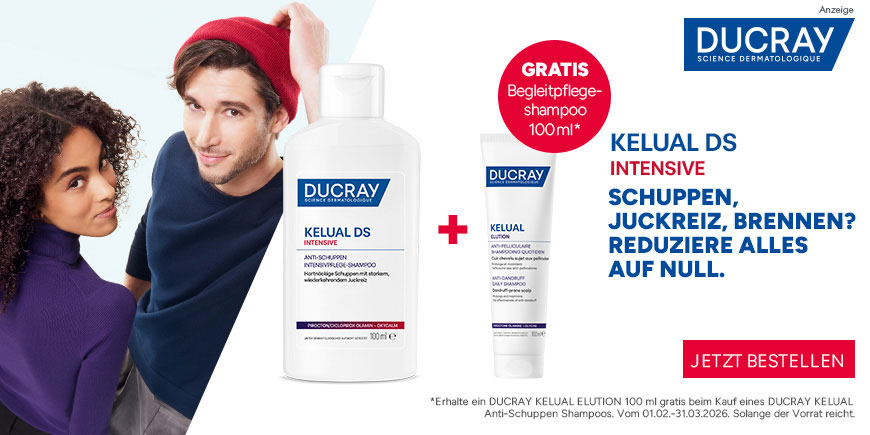 Aktion: Ducray Kelual DS Intensive Anti-Schuppen-Shampoo mit 100 ml gratis Pflegeshampoo