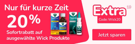 20 % Extra-Rabatt auf ausgewählte Wick-Produkte mit dem Code: Wick20