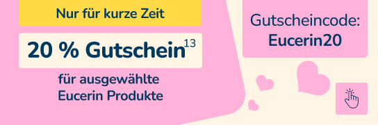 20 % Extra-Rabatt auf ausgewählte Eucerin-Produkte mit dem Code: Eucerin20 – Weitere Bedingungen unter Fußnote 13