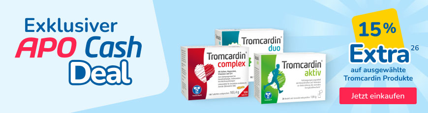 Nur für kurze Zeit! 15% APO Cash auf ausgewählte Tromcardin-Produkte