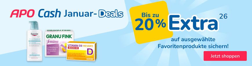 Januar-Deals - Bis zu 20 % extra APO Cash auf viele beliebte Produkte