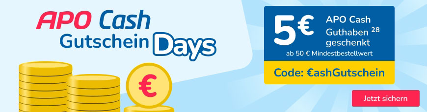 5 € extra APO Cash Guthaben sammeln, ab 50 €, mit dem Gutschein: €ashGutschein