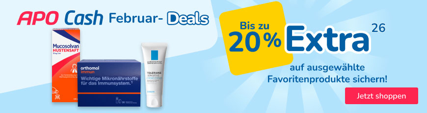Februar-Deals - Bis zu 20 % extra APO Cash auf viele beliebte Produkte